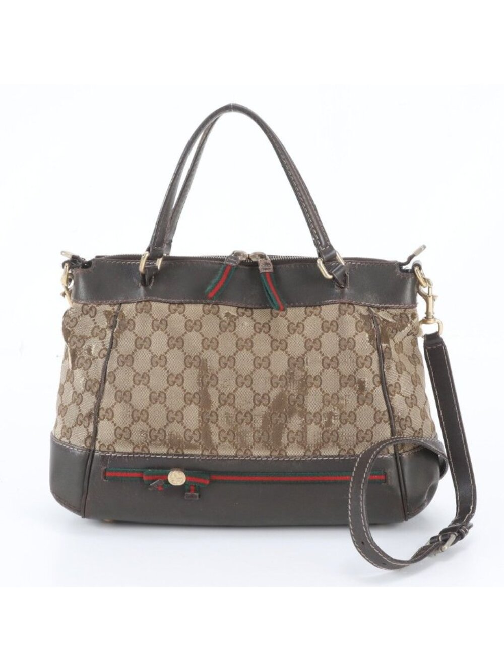 Gucci GG Canvas Mayfair Leather 2-Way Shoulder Bag Crossbody Hand